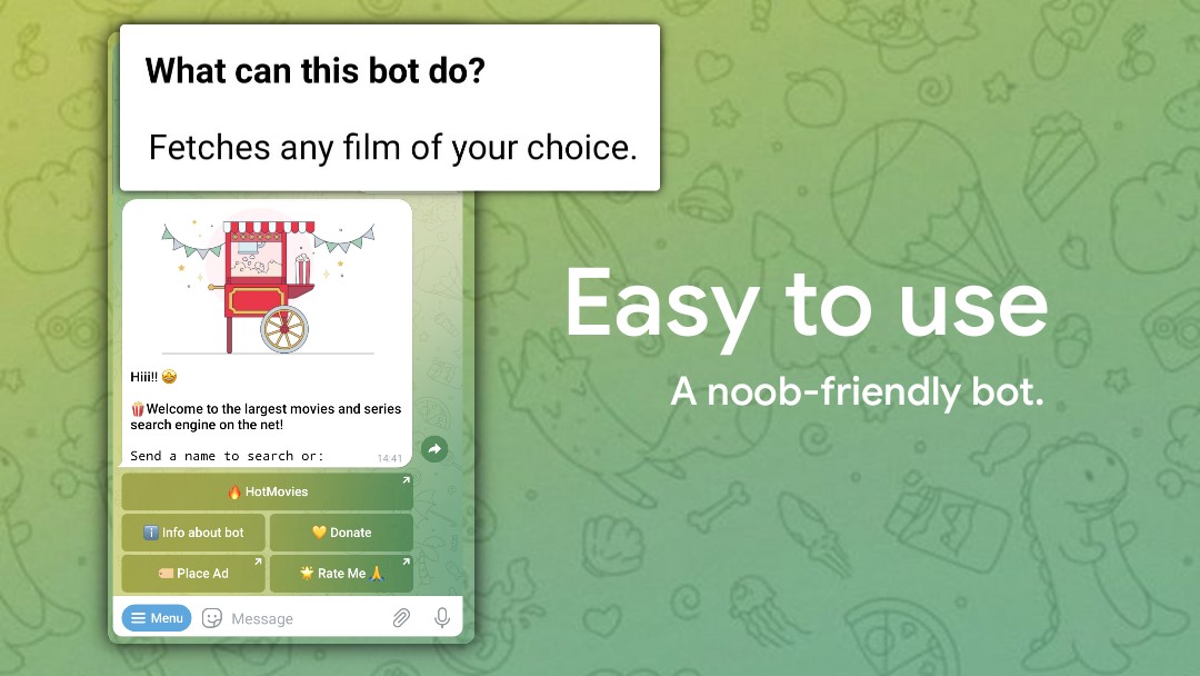 iPapkorn Bot interface showing movie search